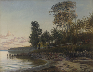 Lot 6109, Auction  124, Mønsted, Peder Mork, Sommerliche Fojrdlandschaft mit Uferweg