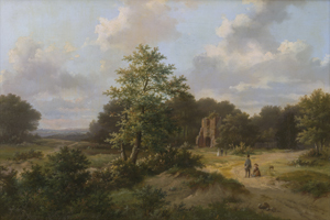 Lot 6112, Auction  124, Koekkoek, Hendrik Pieter, Landschaft mit Spaziergängern bei einer Turmruine