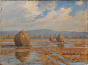 Lot 6199, Auction  124, Picknell, Georges William, "October on the Lynn Marshes": Heuschober auf den Lynn Marshes in Massachusetts.