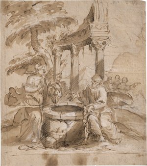 Lot 6505, Auction  124, Italienisch, 17. Jh. Christus und die Samariterin am Brunnen