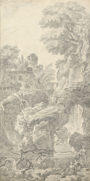 Lot 6541, Auction  124, Ango, Jean-Robert, Landschaftscapriccio mit einem Wasserfall