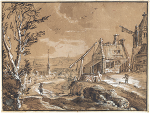 Lot 6564, Auction  124, Wagner, Johann Georg, Winterliche Dorflandschaft mit Ziehbrunnen