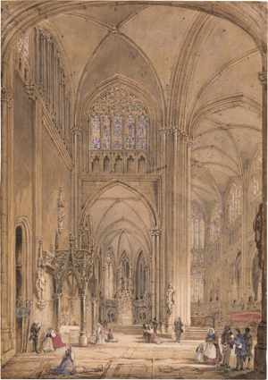 Lot 6583, Auction  124, Boys, Thomas Shotter, Blick in das Seitenschiff des Regensburger Doms.