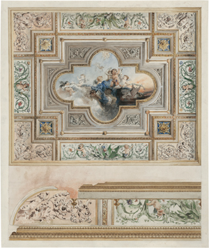 Lot 6618, Auction  124, Kreuter, Franz Jakob, Zwei Entwürfe für Decken- und Wanddekorationen für den Palazzo Grassi, Venedig