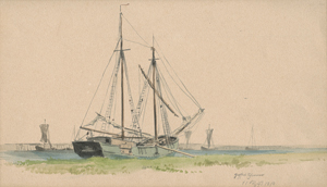 Lot 6632, Auction  124, Friedrich, Harald Otto Julius, Gaffelschoner im Hafen von Stralsund oder Wiek auf Rügen