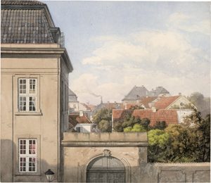 Lot 6635, Auction  124, Dänisch, um 1840. Kopenhagen: Das Frederiks Hospital mit Blick über die Dächer der Stadt