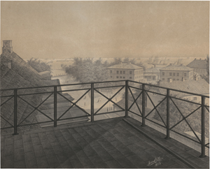 Lot 6636, Auction  124, Bille, A., Blick von einerTerrasse auf den Hafen von Kopenhagen. 