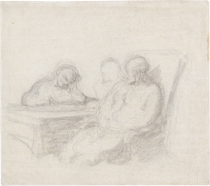 Lot 6819, Auction  124, Daumier, Honoré, Interieur mit Figuren an einem Schreibtisch