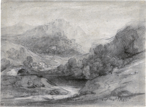 Lot 6899, Auction  124, Gainsborough, Thomas, Gebirgslandschaft mit Fluss und Gebäuden