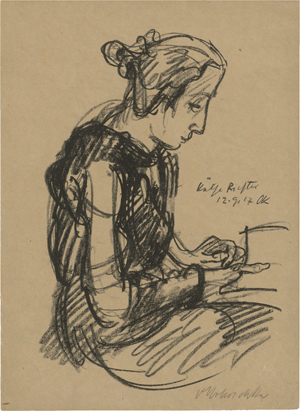 Lot 7069, Auction  124, Kokoschka, Oskar, Käthe Richter (Halbfigur, im Profil)