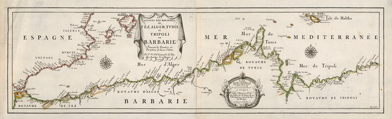 Lot 25, Auction  124, La Pointe, François de, Les costes des royaumes de Fez, Alger, Tunis et Tripoli en Barbarie