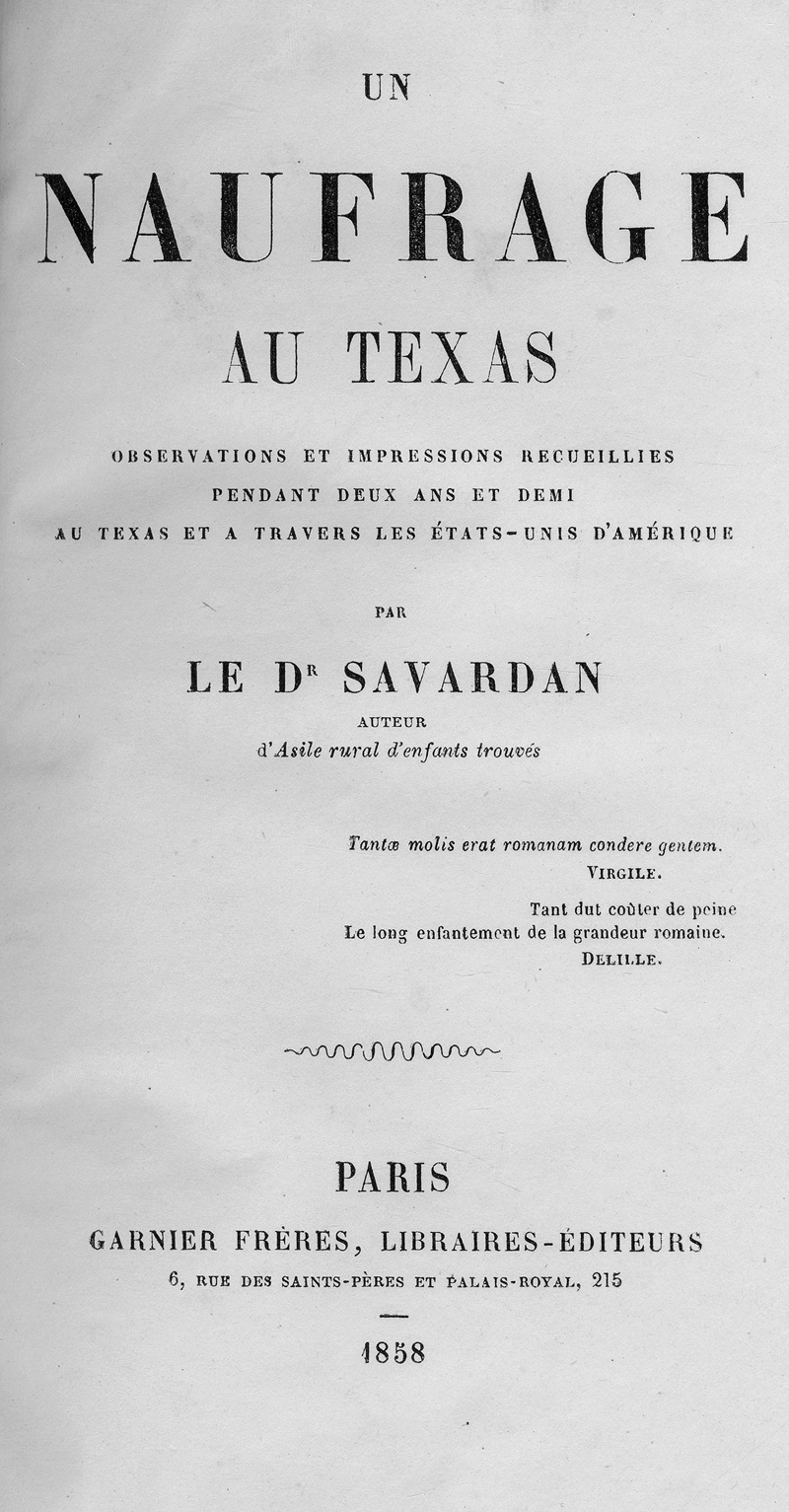 Lot 42, Auction  124, Savardan, Augustin, Un naufrage au Texas