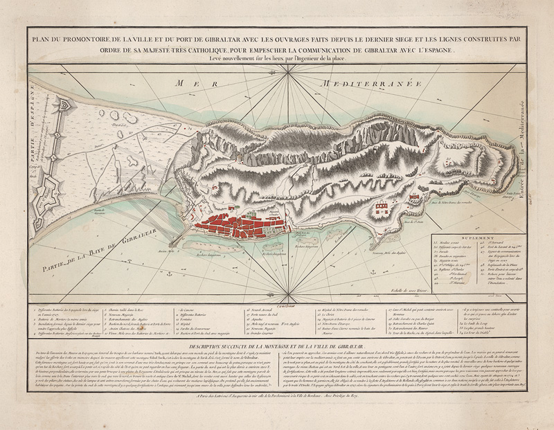 Lot 127, Auction  124, Renaud, Chevalier, Plan du promontoire de la ville et du port de Gibraltar