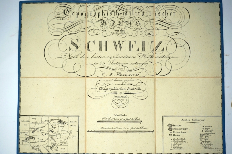 Lot 147, Auction  124, Weiland, Carl Ferdinand, Topographisch-militairischer Atlas von der Schweiz