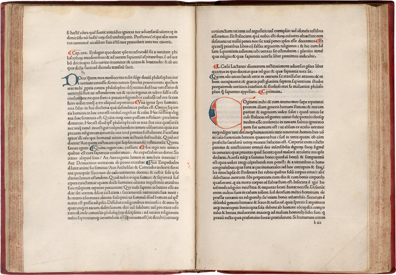 Lot 304, Auction  124, Lactantius, Lucius Caecilius Firmianus, Opera. "Lactantii firmiani de divinis institutionibus adversus gentes". 