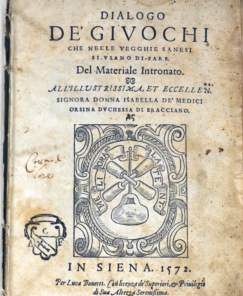 Lot 316, Auction  124, Bargagli, Girolamo, Dialogo de'Giuochi 