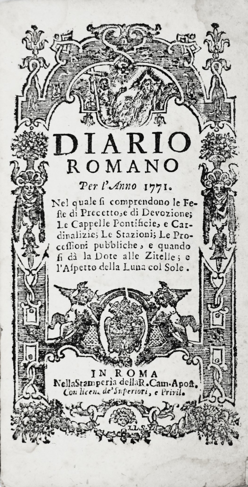 Lot 396, Auction  124, Diario romano, Per l’Anno 1771