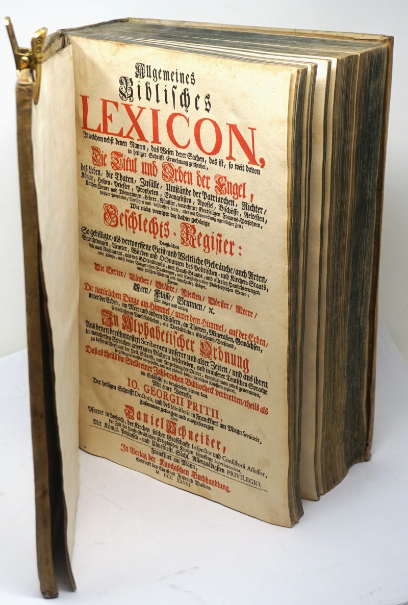 Lot 412, Auction  124, Schneider, Daniel, Allgemeines biblisches Lexicon