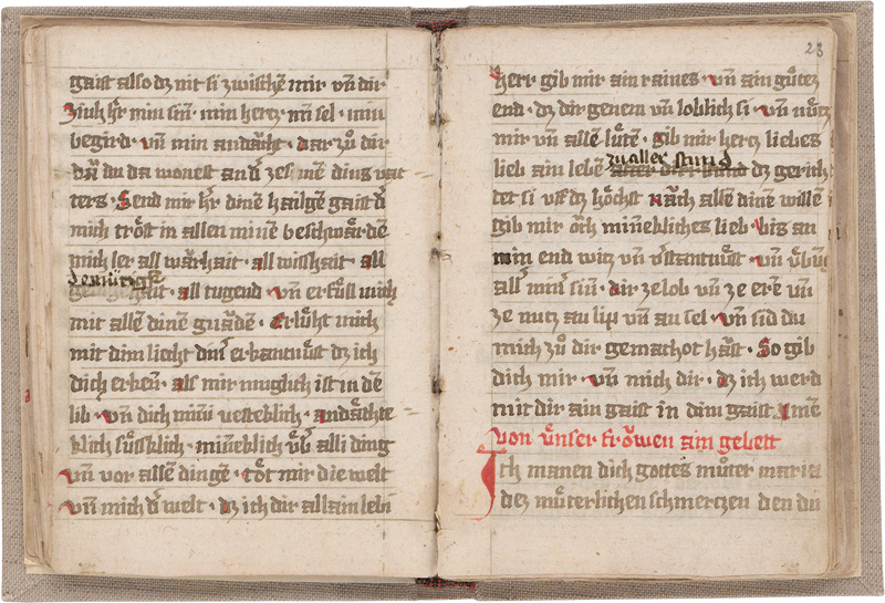 Lot 853, Auction  124, Myrrhenbüscheltraktat, Gebetbuch. Tagzeitentraktate. Fragment einer deutschen Handschrift auf Papier