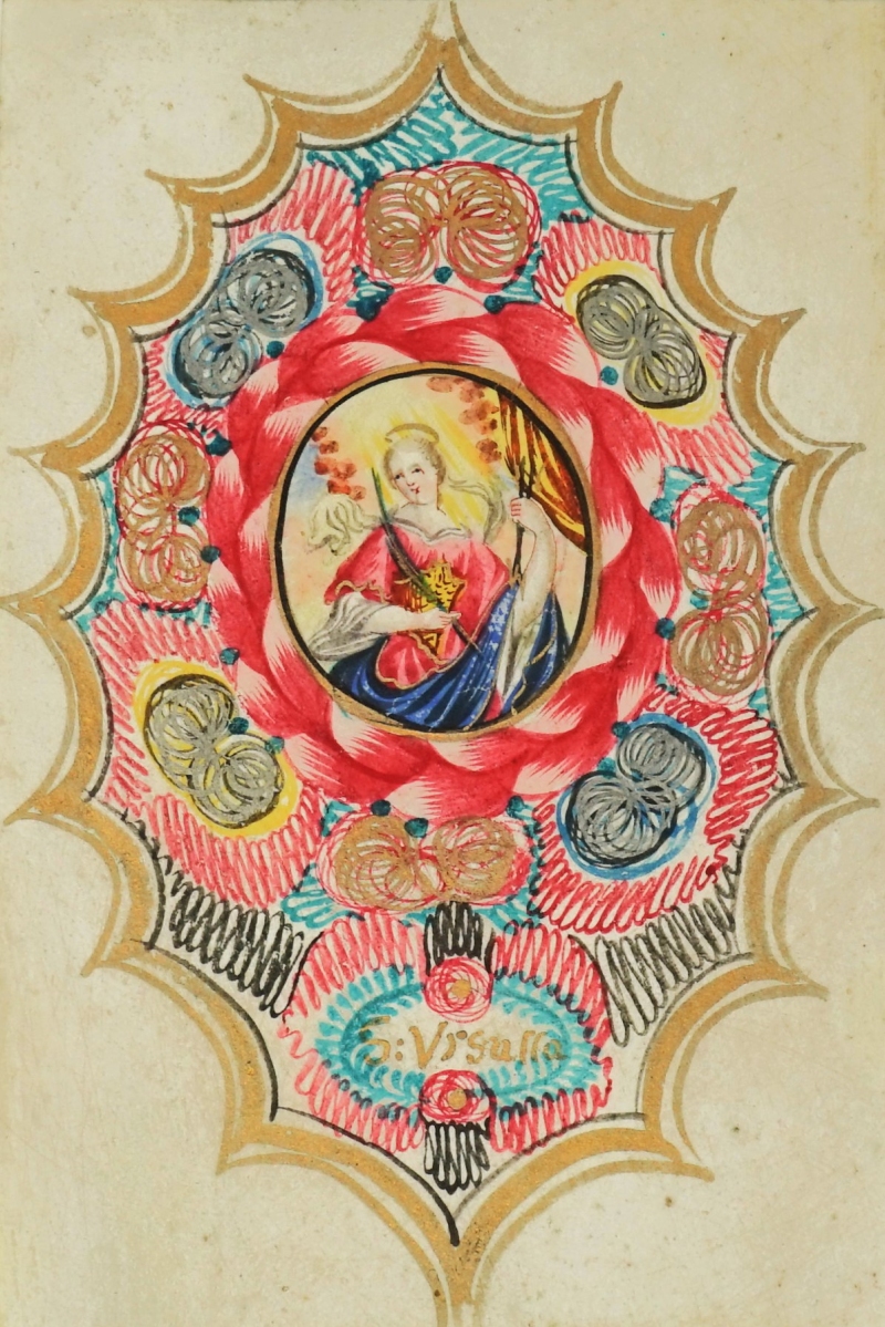 Lot 917, Auction  124, St. Ursula, Gemaltes Spitzenbild in Gold und Farben auf Papier