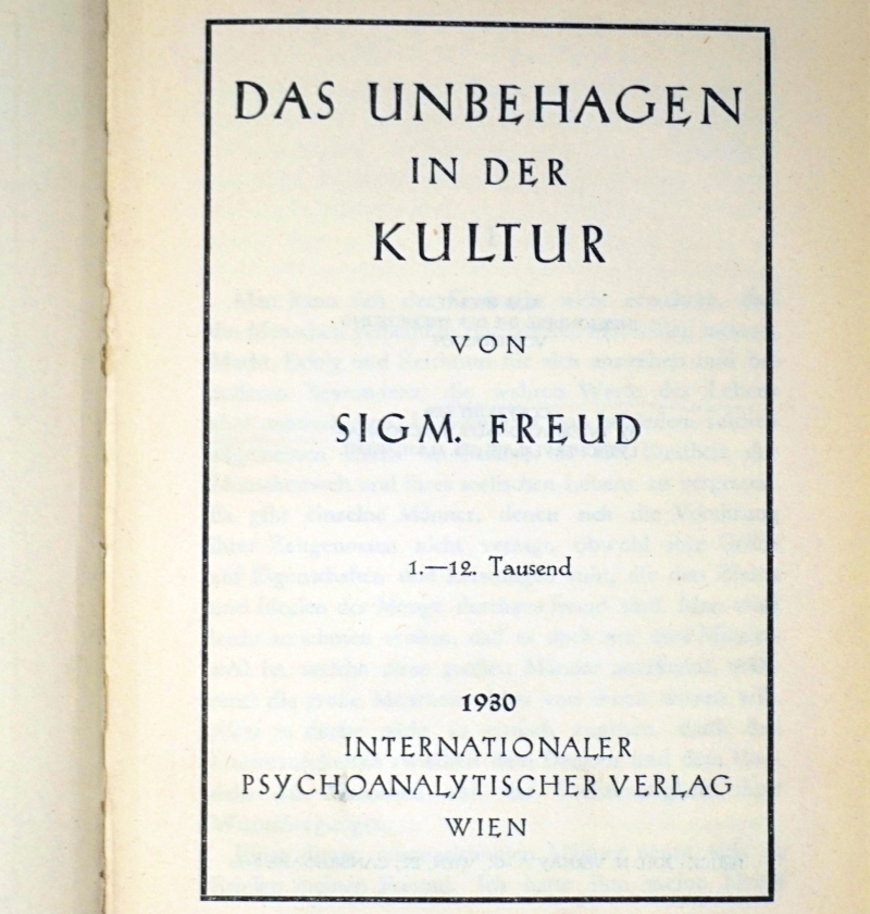 Lot 1011, Auction  124, Freud, Sigmund, Das Unbehagen in der Kultur