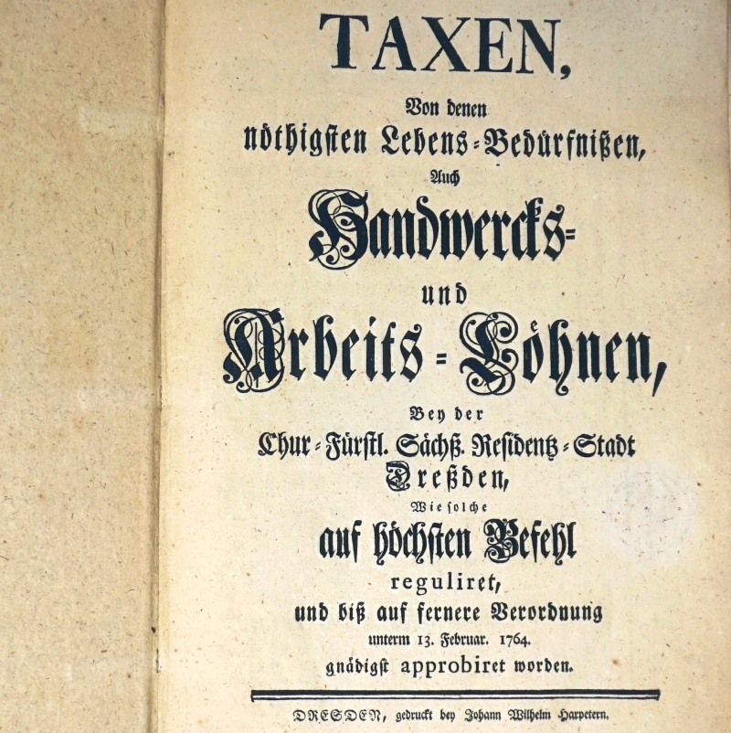 Lot 1285, Auction  124, Taxen, von denen nöthigsten Lebens-Bedürfnißen