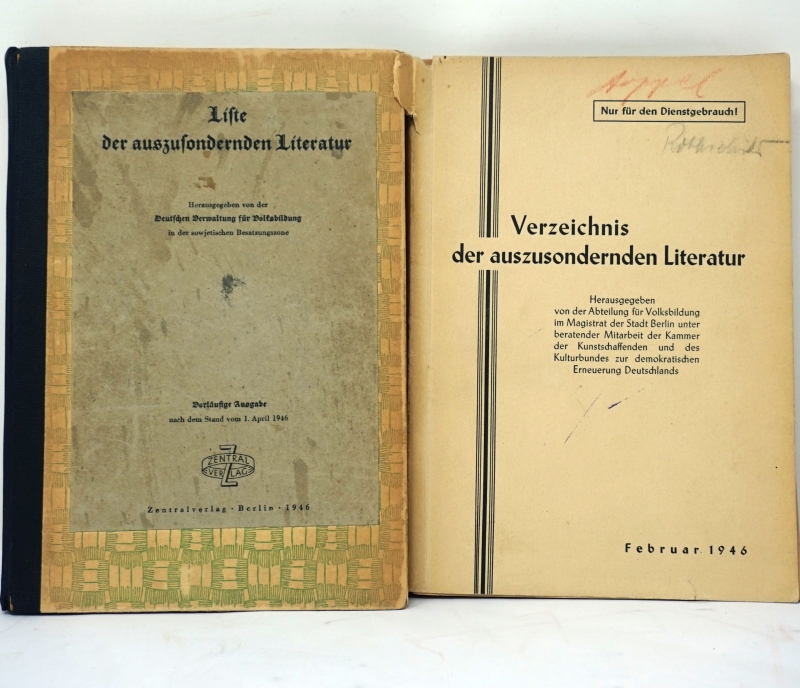 Lot 1302, Auction  124, Liste der auszusondernden Literatur, Vorläufige Ausgabe nach dem Stand vom 1. April 1946