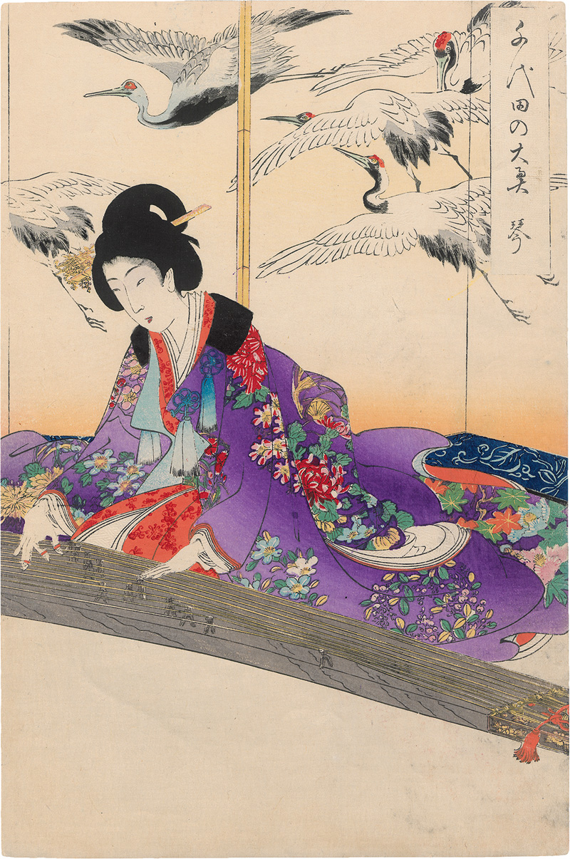 Lot 1506, Auction  124, Chikanobu, Toyohara, Bijin-ga.Triptychon d. Serie Chiyoda no Ôoku (Im Inneren des Schlosses)