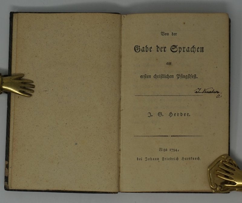 Lot 2078, Auction  124, Herder, Johann Gottfried, Von der Gabe der Sprachen