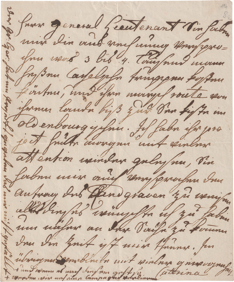 Lot 2590, Auction  124, Katharina II., Kaiserin von Russland, Deutscher Brief an Generalleutnant von Bauer