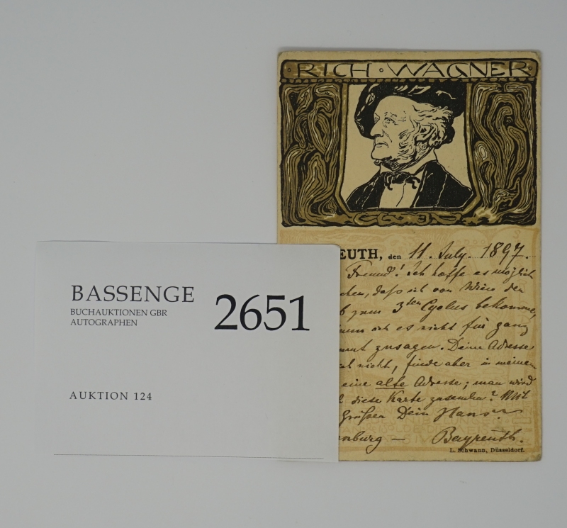 Lot 2651, Auction  124, Richter, Hans, Postkarte aus Bayreuth