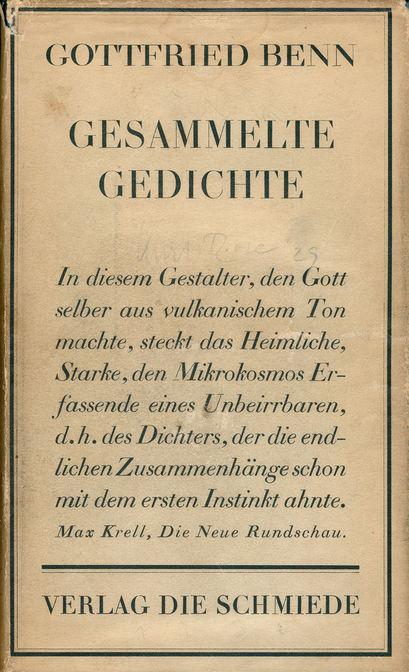 Lot 3039, Auction  124, Benn, Gottfried, Gesammelte Gedichte (mit Schutzumschlag)