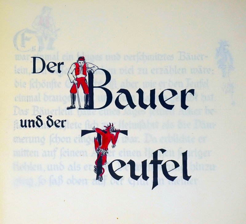 Lot 3172, Auction  124, Grimm, Jacob und Wilhelm und Osten-Sacken, Jutta von der, Der Bauer und der Teufel (illustr. Originalkalligraphie)