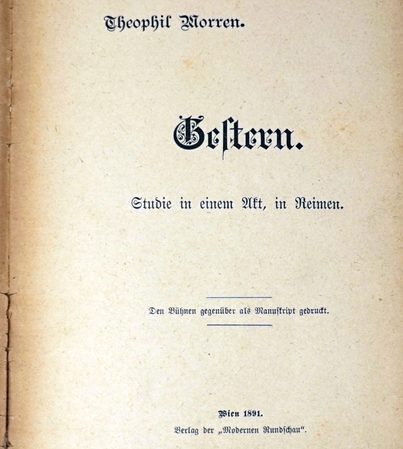 Lot 3198, Auction  124, Hofmannsthal, Hugo von, Gestern. Studie in einem Akt, in Reimen