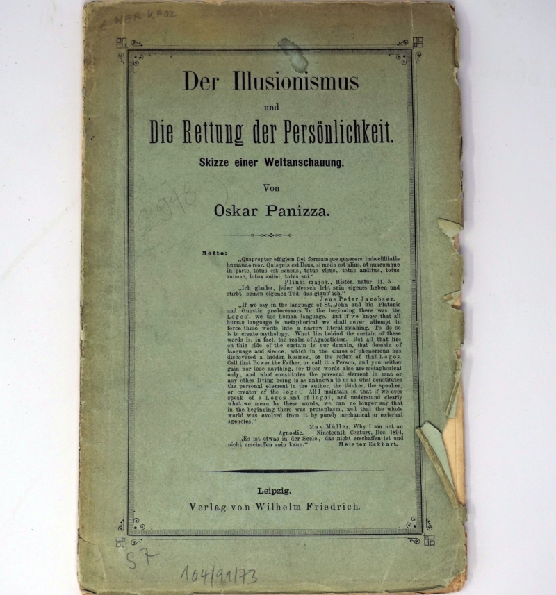 Lot 3416, Auction  124, Panizza, Oskar, Der Illusionismus