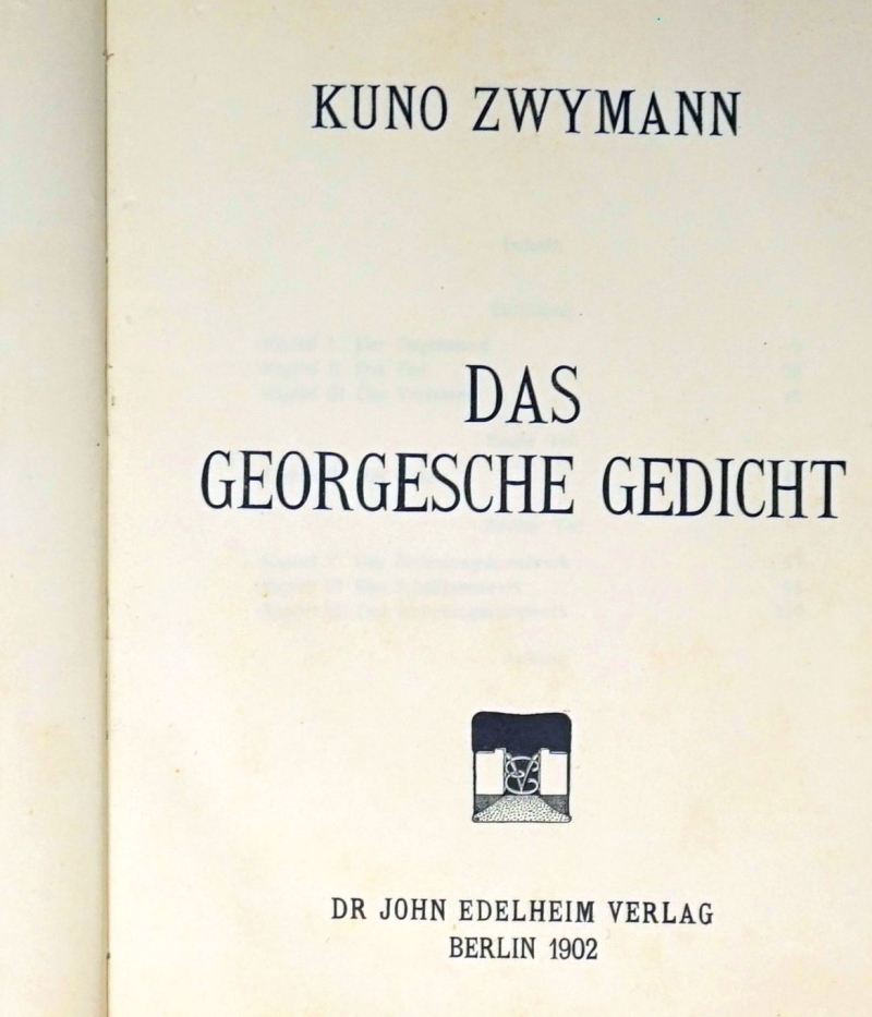 Lot 3594, Auction  124, Zwymann, Kuno, Das Georgesche Gedicht