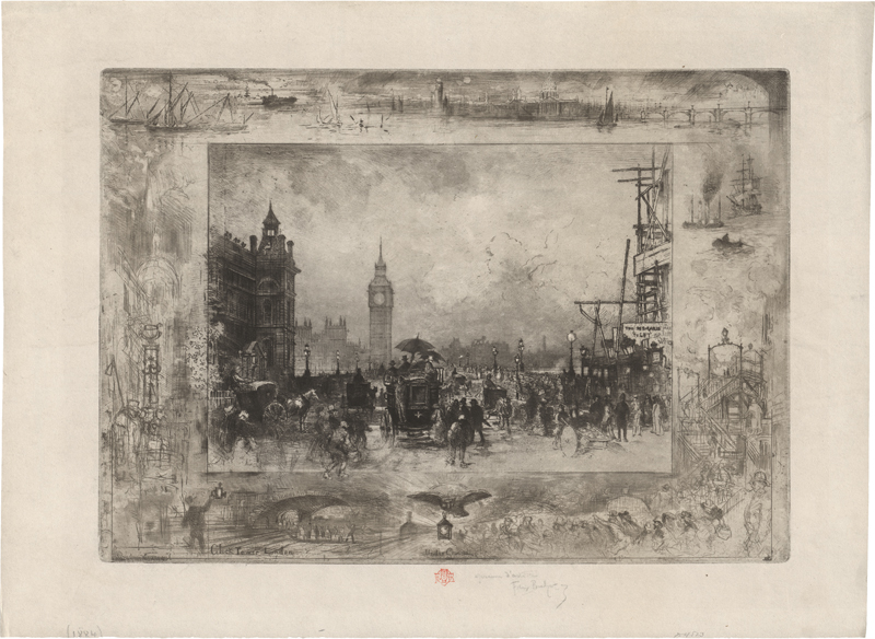 Lot 5337, Auction  124, Buhot, Félix Hilaire, Westminster Bridge (Westminster Clock Tower)