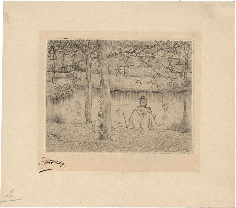 Lot 5453, Auction  124, Toorop, Jan, Landschaft mit einem Zeichner am Wasser