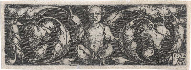 Lot 5471, Auction  124, Aldegrever, Heinrich, Ornament mit Putto mit Eselsohren