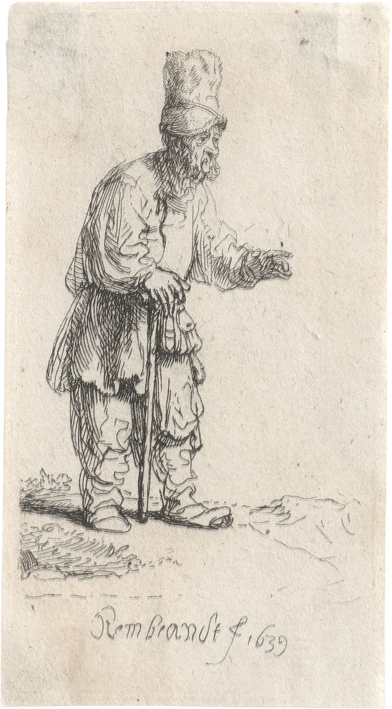 Lot 5645, Auction  124, Rembrandt Harmensz. van Rijn, Bauer mit hoher Mütze, auf einen Stock gelehnt