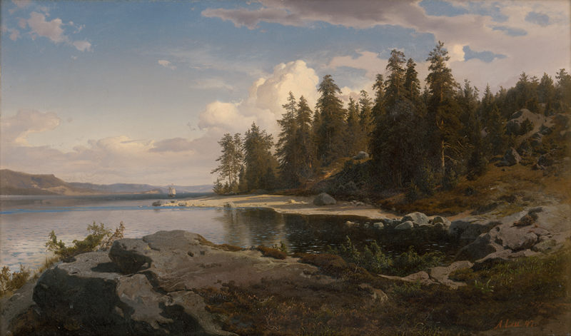 Lot 6072, Auction  124, Leu, August Wilhelm, Nordische Waldlandschaft am See