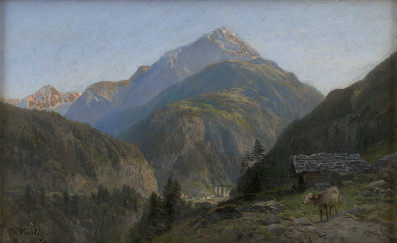 Lot 6073, Auction  124, Mühlig, Bernhard, "Parthie bei Amsteg": Blick auf das Maderanertal und den Bristen