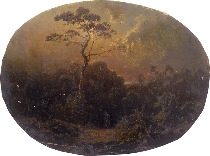 Lot 6082, Auction  124, Piepenhagen, Charlotte, Landschaft im Abendlicht mit Wanderer