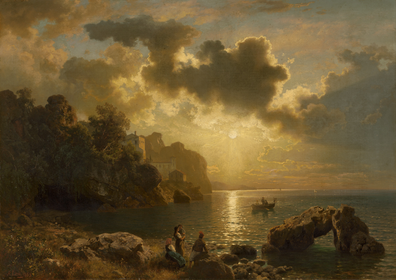 Lot 6085, Auction  124, Leu, August Wilhelm, Sonnenuntergang an der italienischen Küste