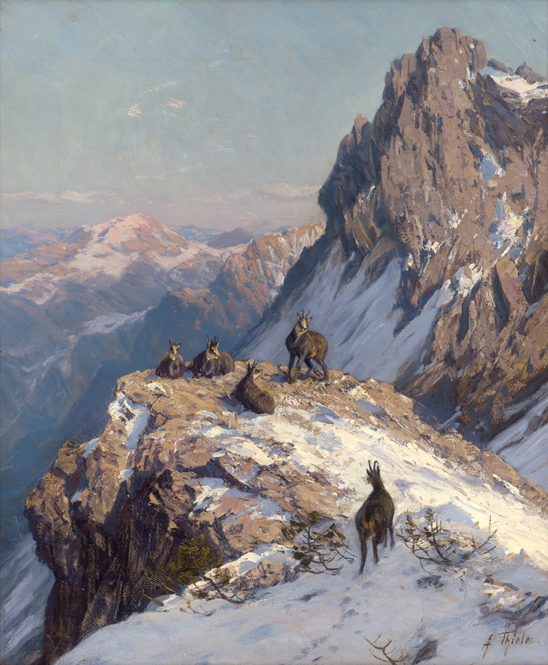 Lot 6089, Auction  124, Thiele, Arthur, "Gemsen im Hochgebirge" (Grubhörndl bei Lofer)