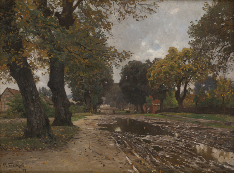 Lot 6129, Auction  124, Flickel, Paul, "Nach dem Regen" - Baumbestandene Allee in Rheinsberg