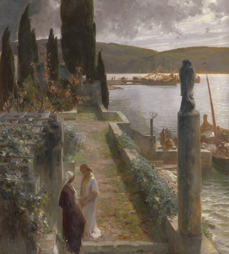 Lot 6166, Auction  124, Schram, Alois Hans - zugeschrieben, Antiker Hafen mit zwei Frauen in Tunikas