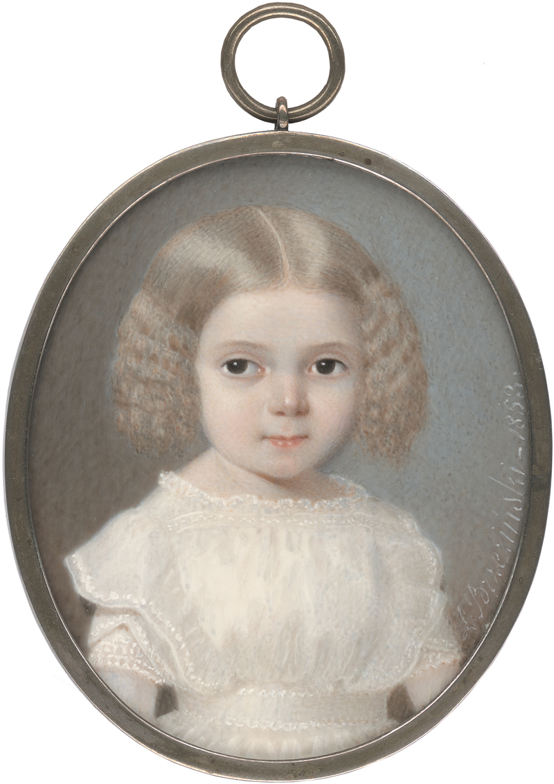 Lot 6399, Auction  124, Brzezinski, Léon, Miniatur Portrait eines blonden Mädchens in weißem Kleid