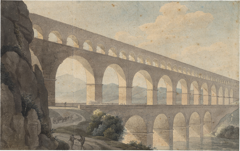 Lot 6566, Auction  124, Thibaut, Jean Thomas, Blick auf das Aquädukt Pont du Gard in Südfrankreich