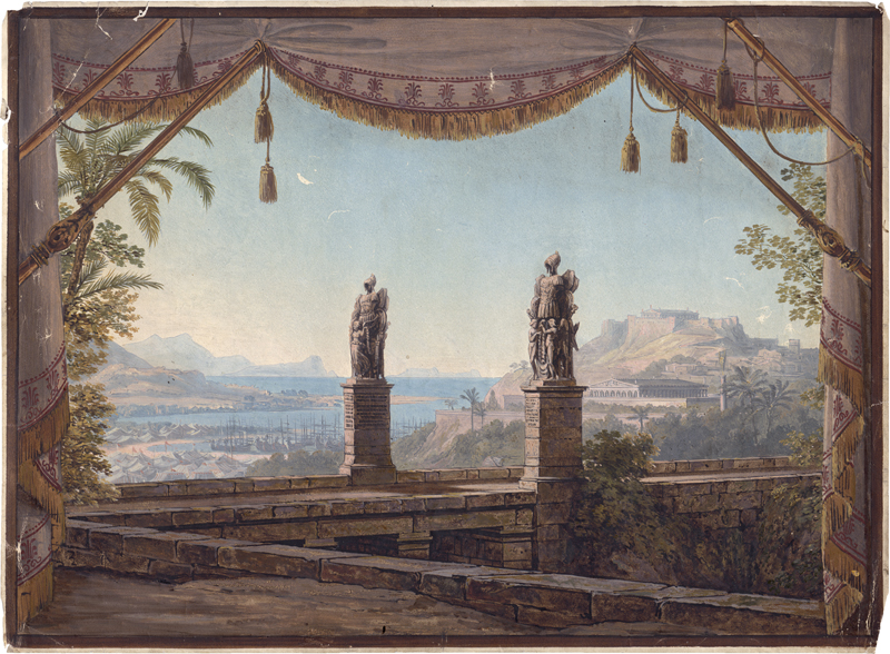 Lot 6616, Auction  124, Schinkel, Karl Friedrich - nach, Vor dem Diana-Tempel - Decoration zu der Schluss-scene der Oper Olimpia